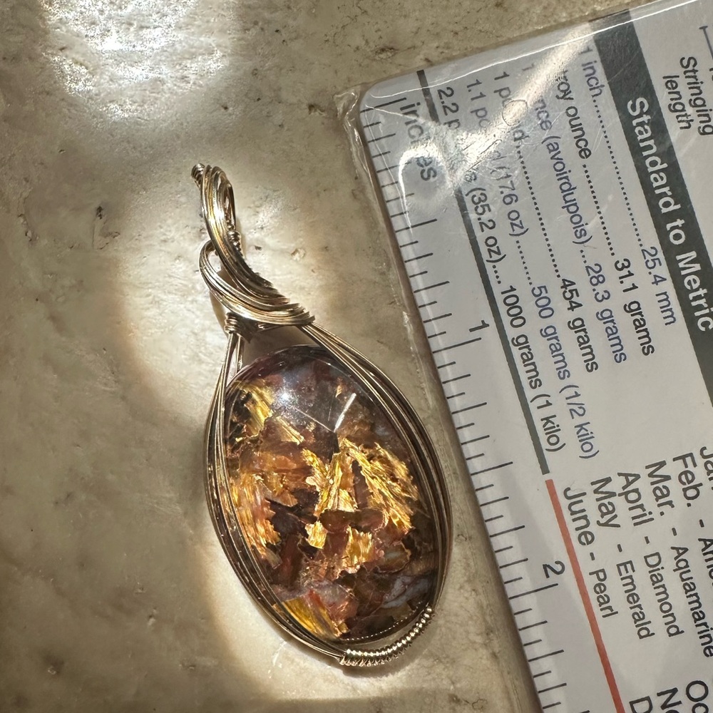 14k Gold Fill Stone Pietersite Necklace Pendant - Picture 8 of 8